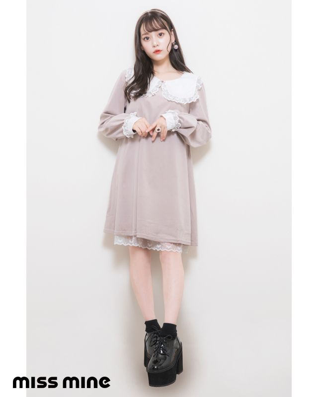 BIGフリル襟 ベロアワンピース【LARME掲載】 | ファッション通販 BIGフリル襟 ベロアワンピース【LARME掲載】 | ファッション通販