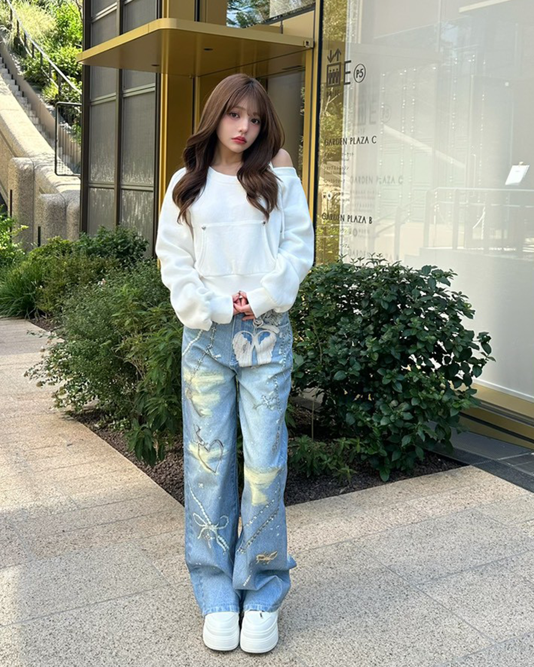 SOLNI プリントワイドデニム プリントワイドデニム ライトブルー | ファッション通販＆メディア