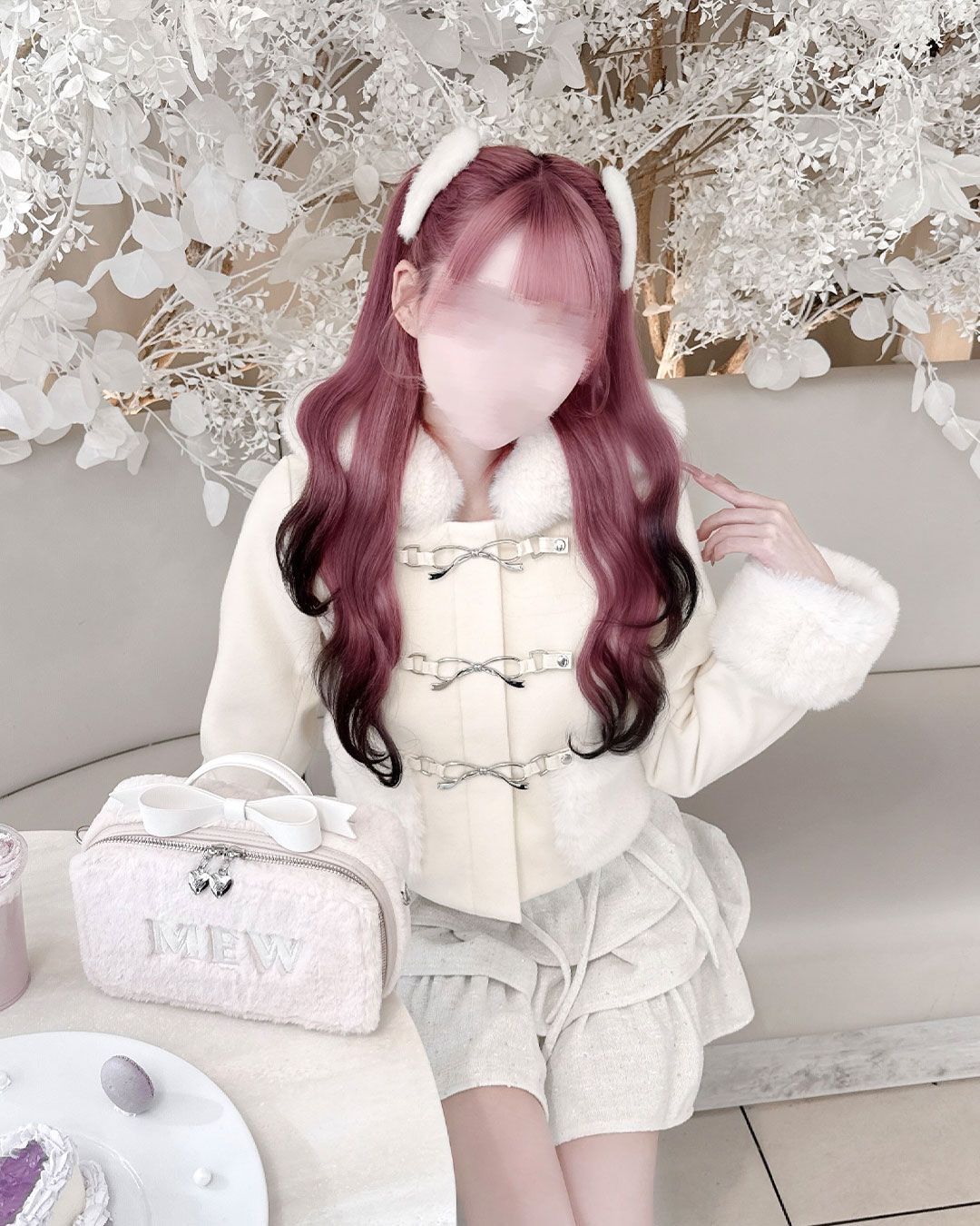 HONEY MEW リボンビットフードショートコート XS ハニーミュウ リボン