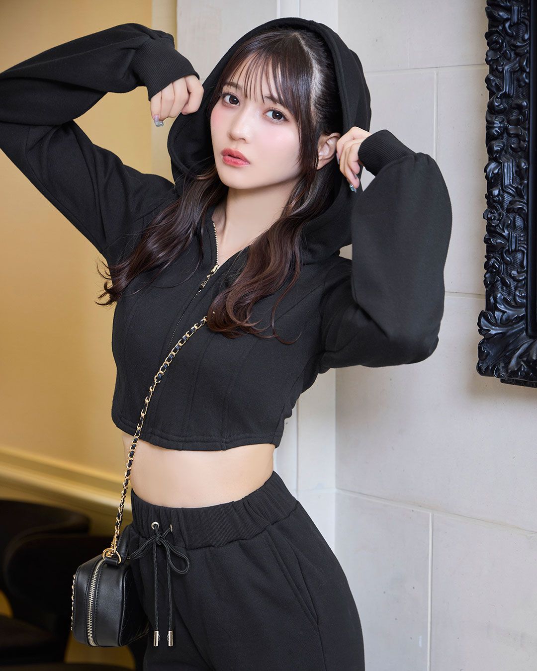 アドミラル　ブラックのセットアップ Flolia（フロリア） セットアップ ダンボールノーカラージャケット