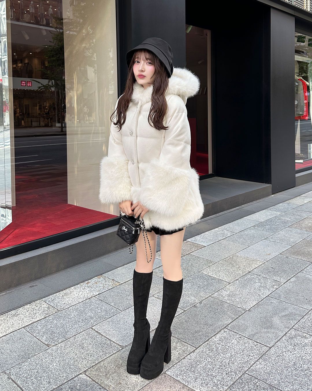 ファーフーディファイバーダウン オフホワイト | ファッション通販