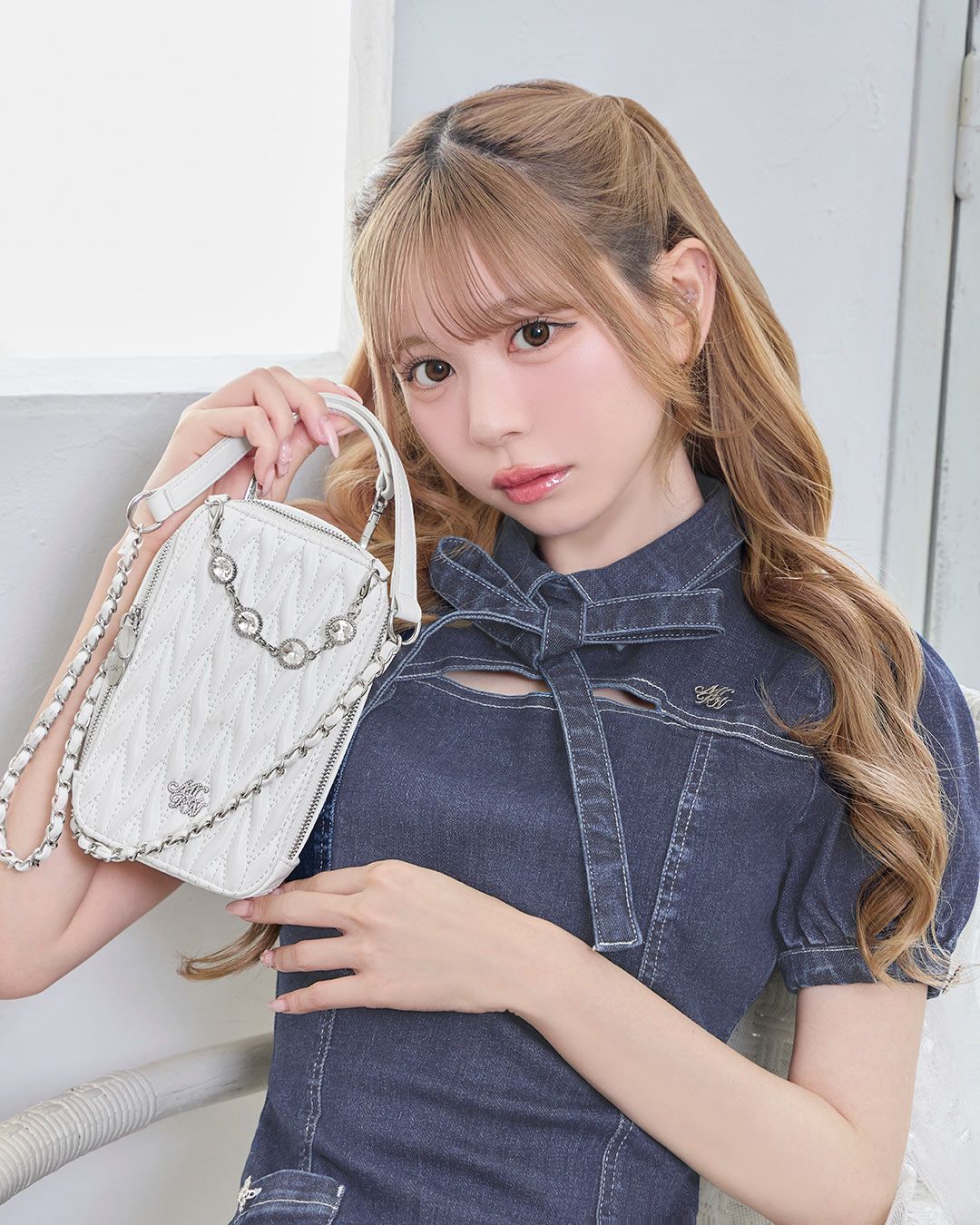 Michell Macaron ビジューキルティングマルチショルダー ビジューキルティングマルチショルダー ピンク | ファッション通販