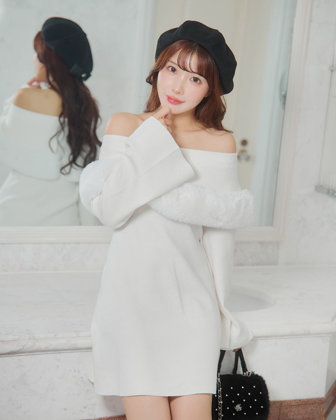 ファーケープワンピース ホワイト | ファッション通販＆メディア