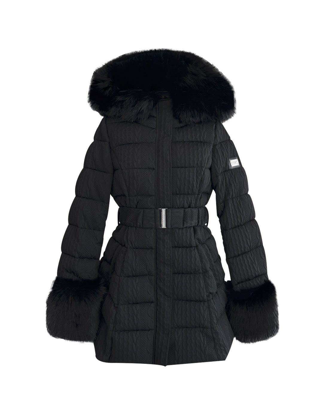 ケーブル柄ベルトダウンコート アイボリー | ファッション通販