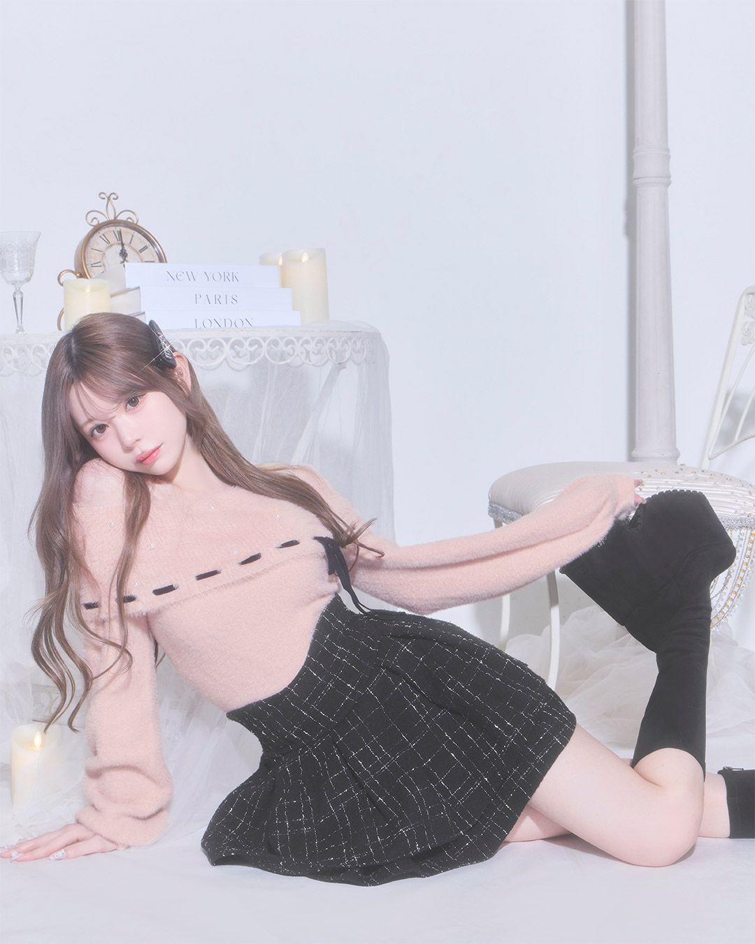 美脚になれる♡ツイードスカート(インナーパンツつき) ブラック 美脚になれる♡ツイードスカート(インナーパンツつき) ブラック