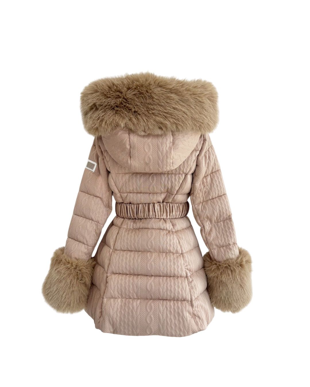 ケーブル柄ベルトダウンコート アイボリー | ファッション通販