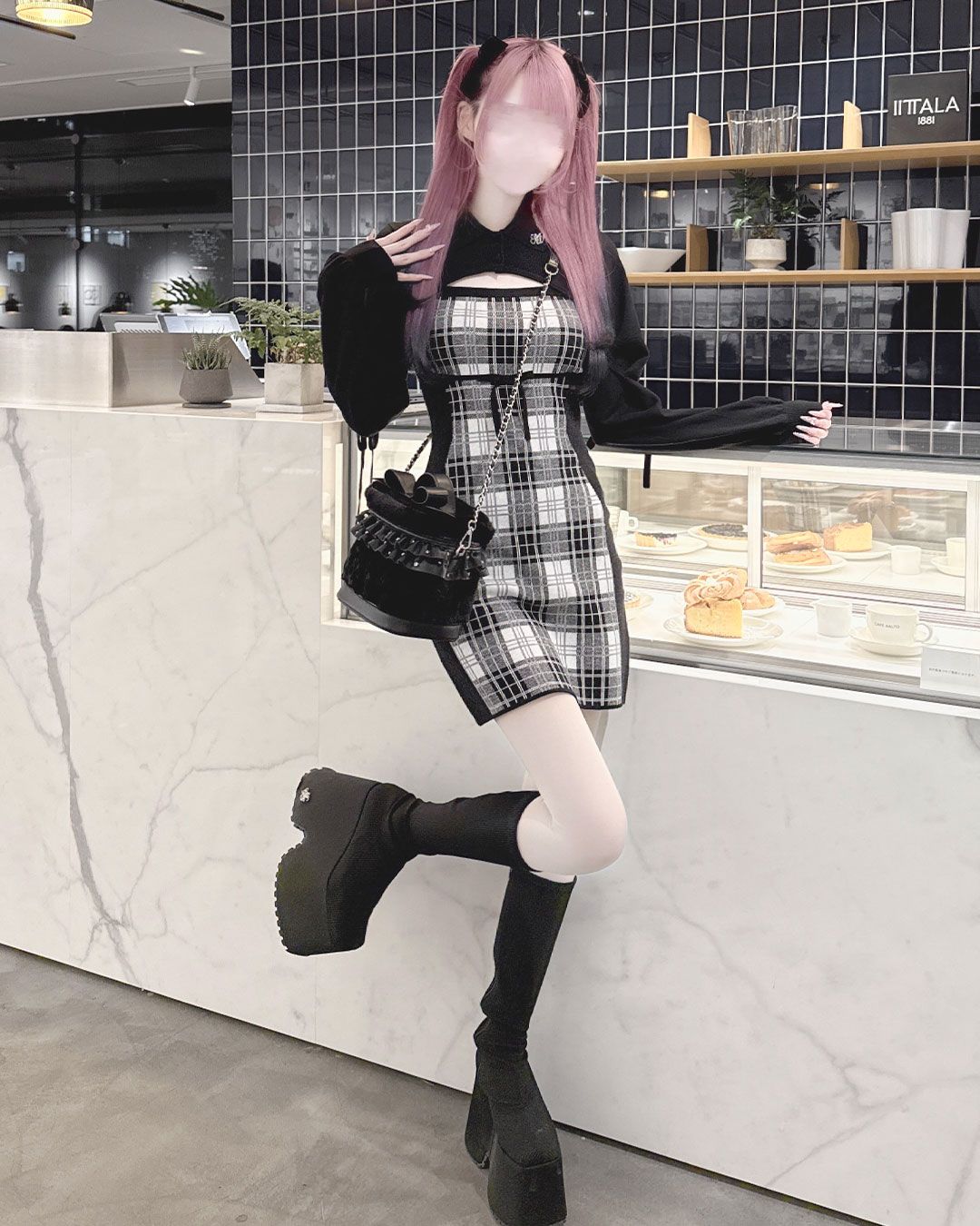 襟付きボレロチェックアンサンブルワンピース グレー | ファッション