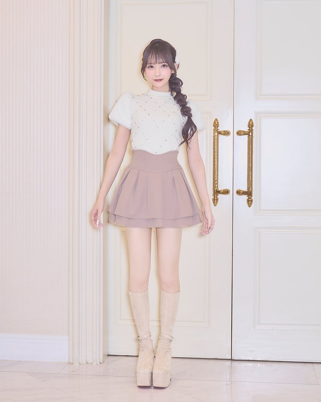 殿堂入り!!美脚になれるスカート♡（インナーパンツ付） ピンク