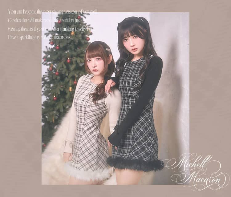 SJJ0363Cツイードチェックドッキングワンピース