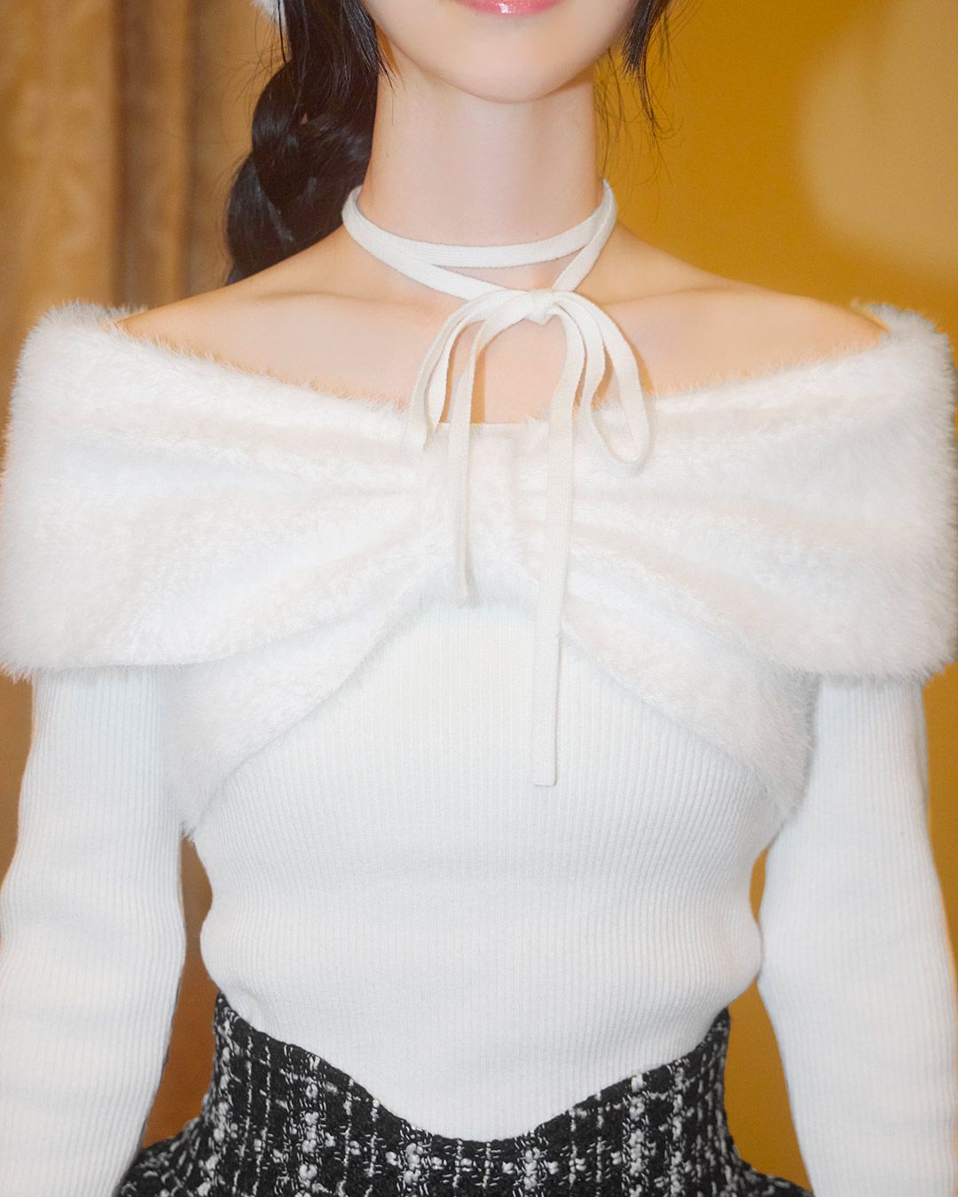 あざとオフショルリボンニット ホワイト | ファッション通販＆メディア