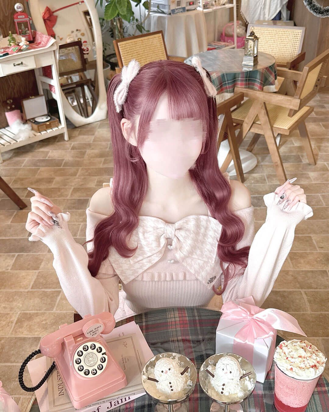 ビッグリボンオフショルニットトップス ピンク | ファッション通販