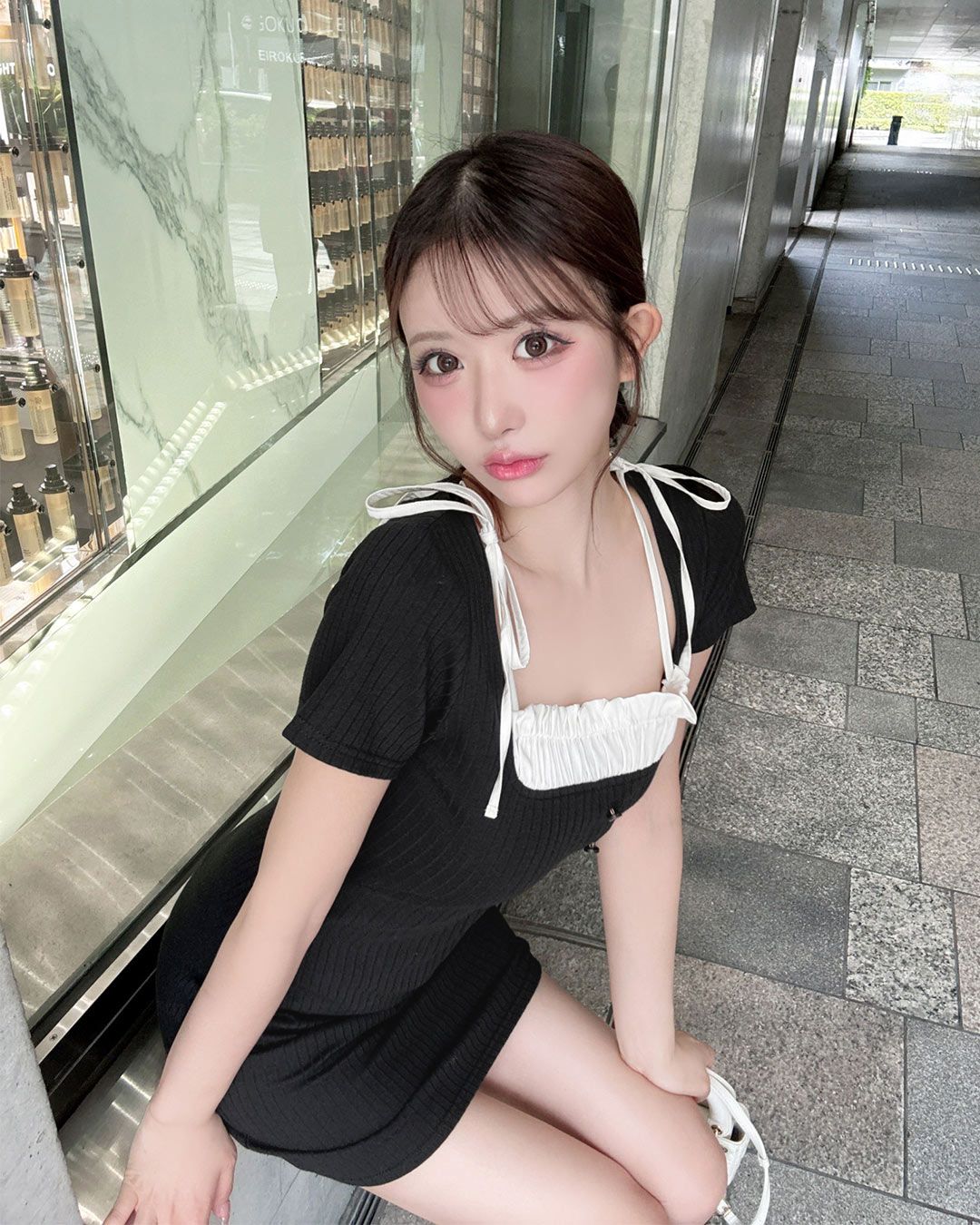 【にゃんにゃん】バイカラーリボンドッキングワンピース バイカラーリボンドッキングワンピース – PARK by one way