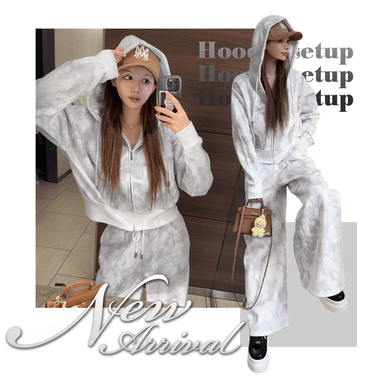 大理石フーディセットアップ