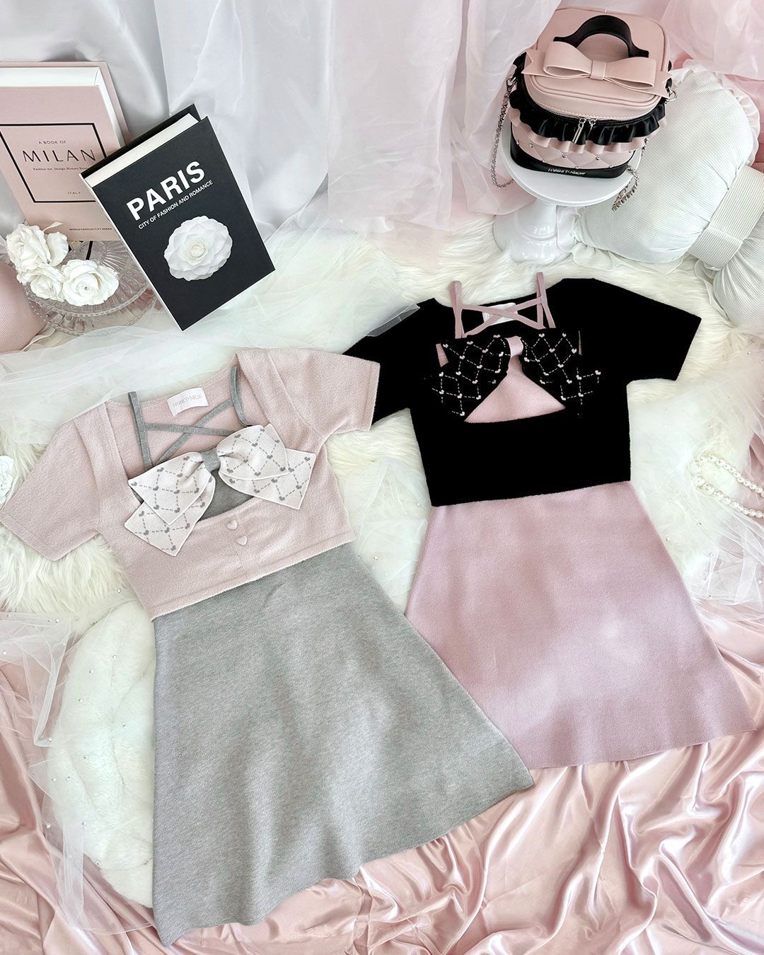 モノグラムリボンアンサンブルワンピース ピンク | ファッション通販