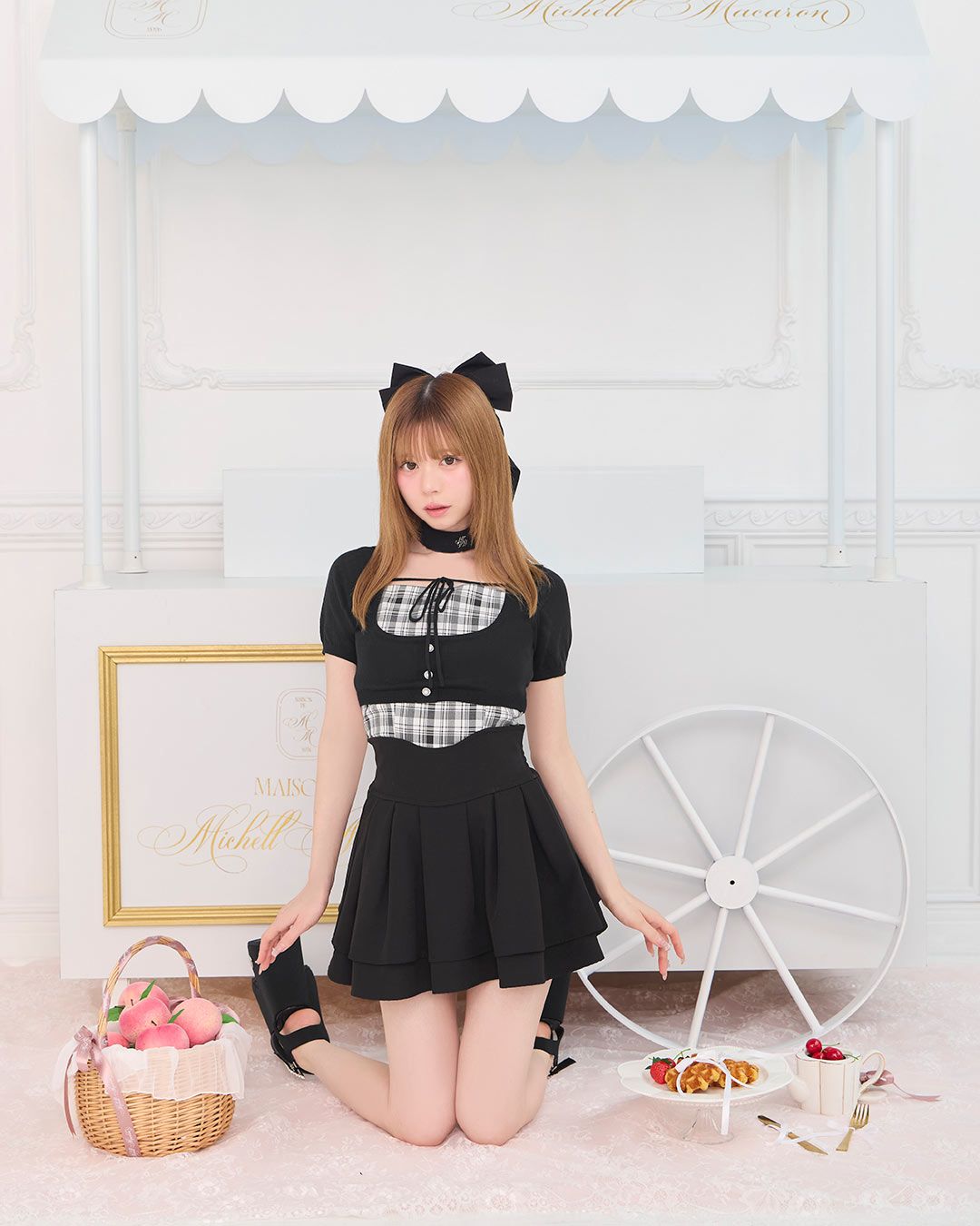 チョーカーリボンチェックキャミトップス ホワイト | ファッション通販