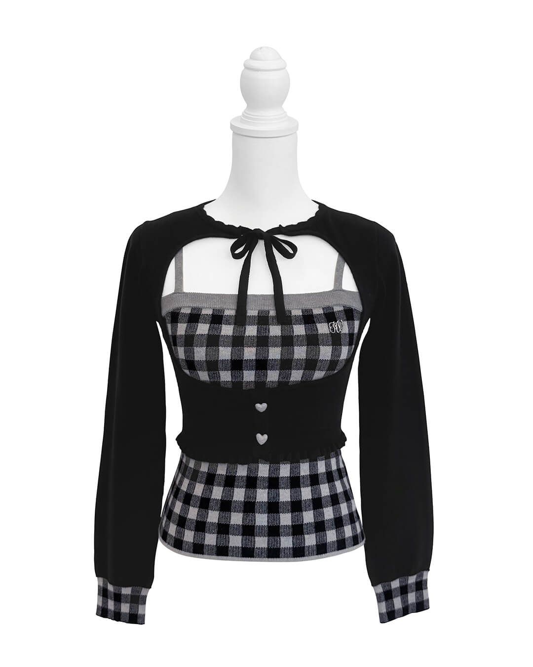 ギンガムアンサンブルトップス ブラック | ファッション通販＆メディア