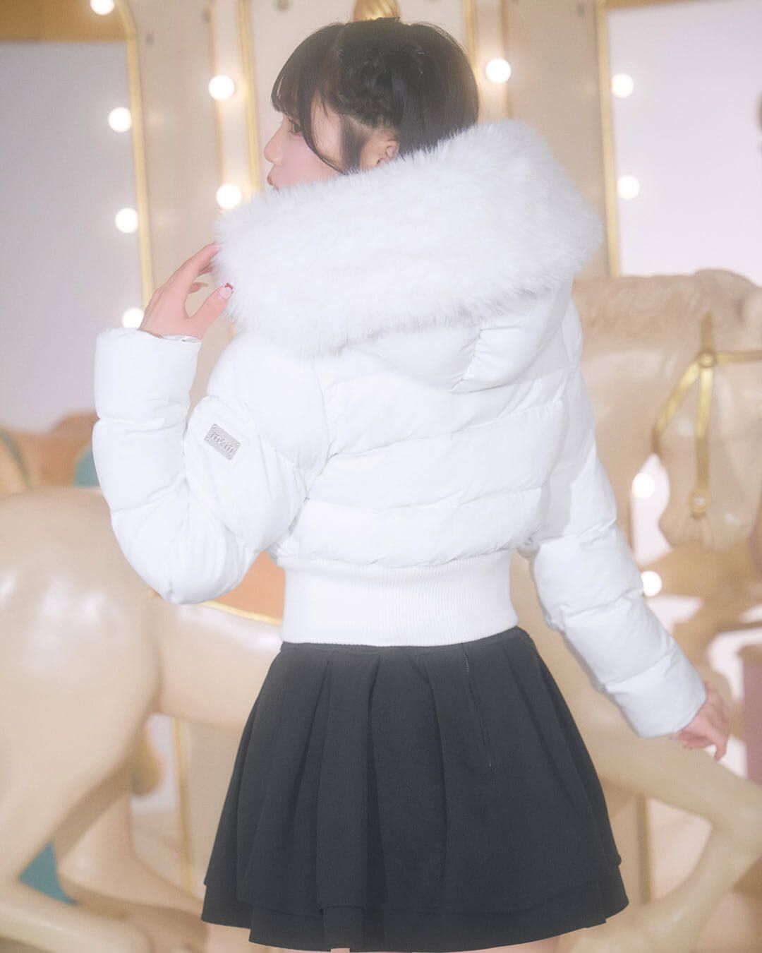 ファーフードショートダウン ホワイト | ファッション通販＆メディア