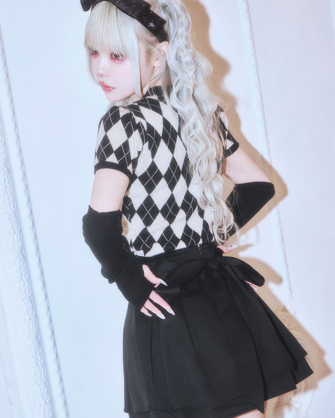 美脚リボンスカート（インナーパンツ付き） ブラック | ファッション