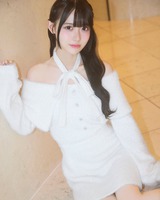 ビッグカラーシャギーニットワンピ ホワイト | ファッション通販