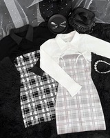 checkアンサンブルロングスリーブワンピース グレー | ファッション