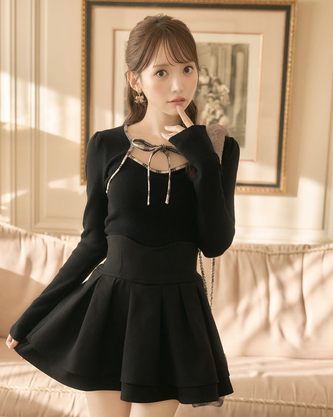 美脚スカパン グレー XS 殿堂入り!!美脚になれるスカート♡（インナーパンツ付