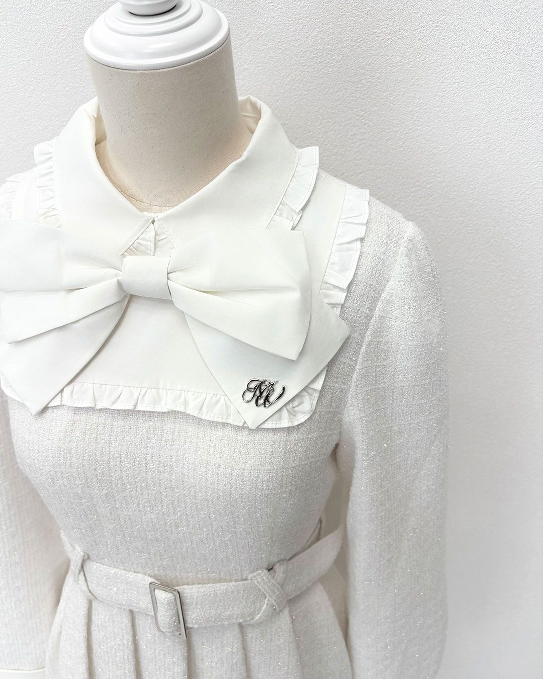 ビッグリボンツイードプリーツワンピース ブラック | ファッション通販