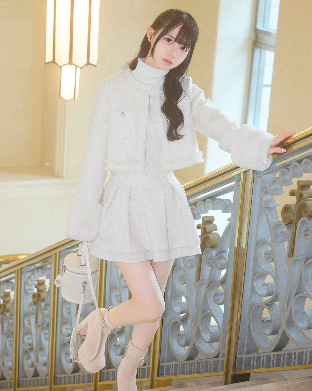 ホワイト美脚ツイードスカート ホワイト | ファッション通販