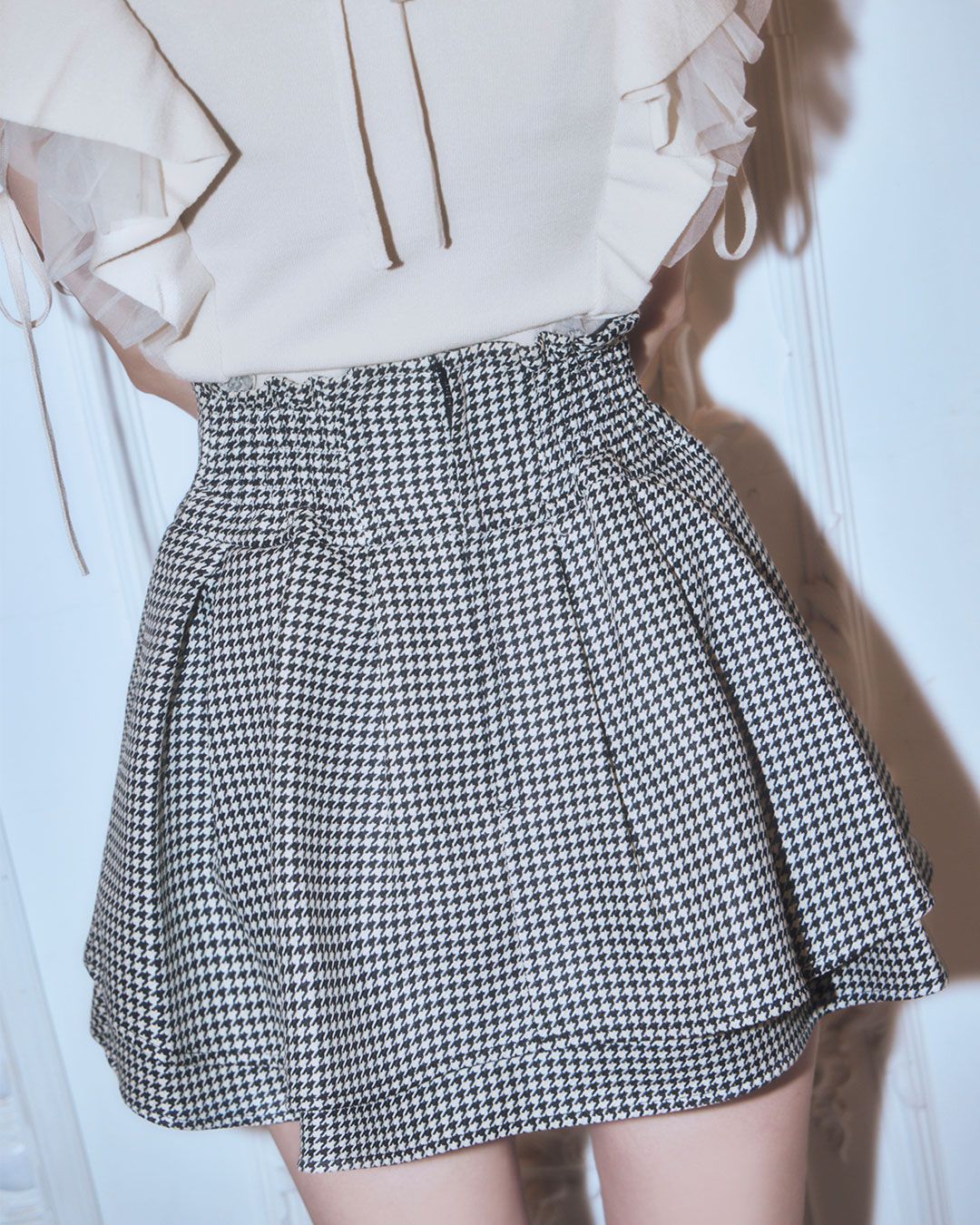 美脚になれるスカート♥千鳥柄(インナーパンツ付き) ブラック