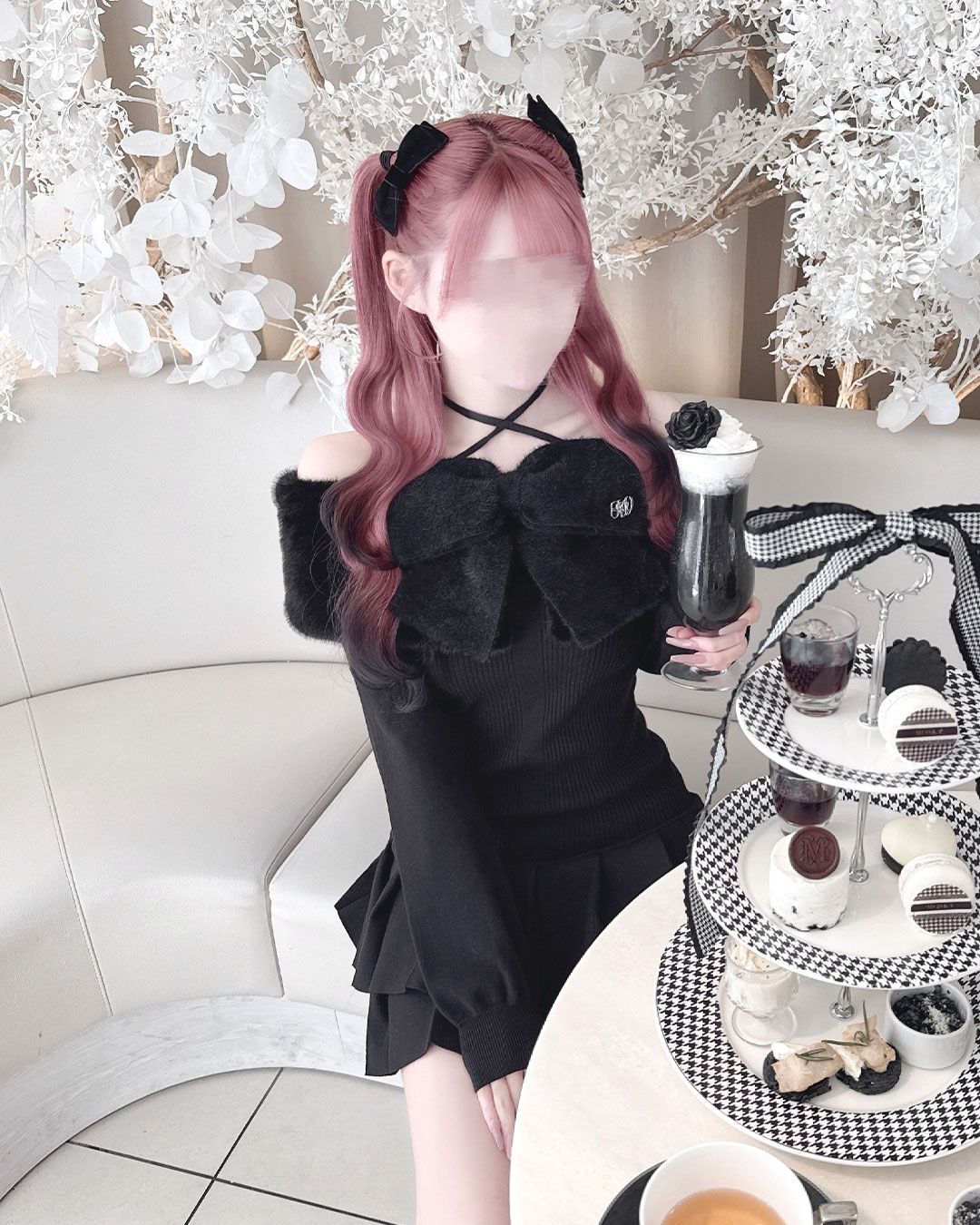 ビッグリボンクロスオフショルワンピ ブラック | ファッション通販