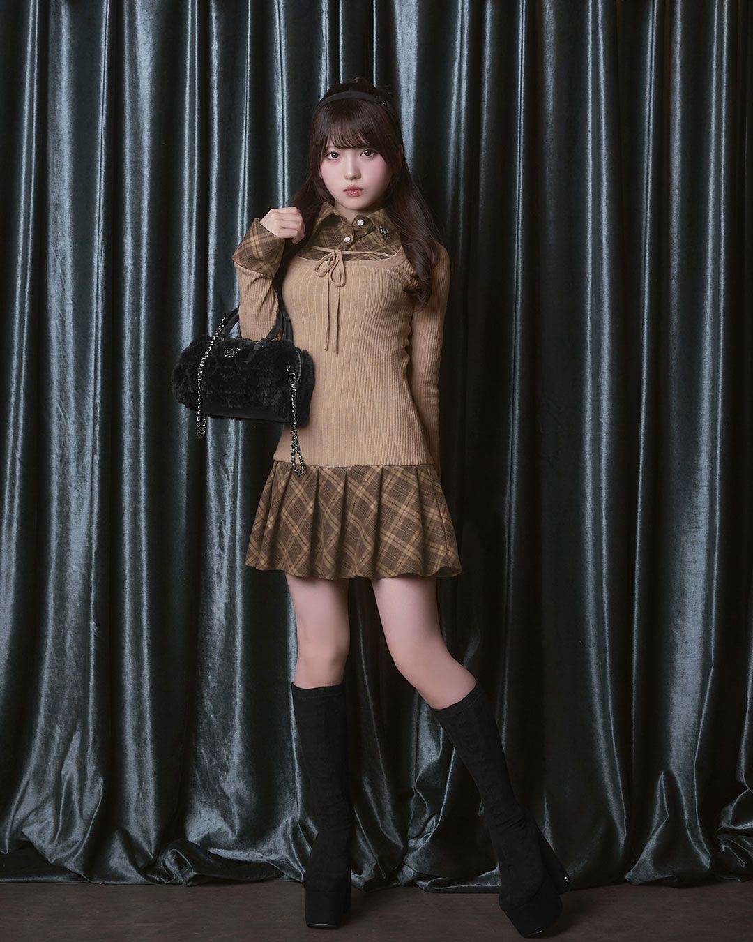 チェックドッキングワンピース ブラック | ファッション通販＆メディア