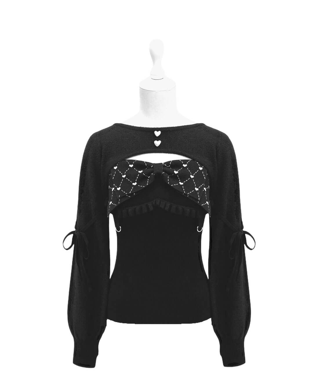 ビッグリボンガーター風アンサンブルトップス グレー | ファッション