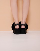 厚底ムートンサンダル ブラック | ファッション通販＆メディアMyColor