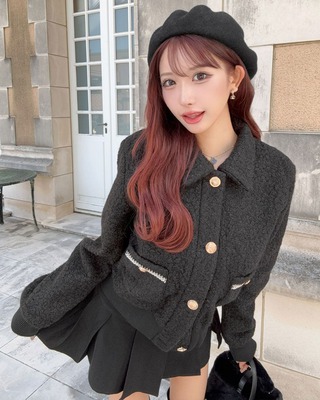 Cherimi ダブルボタンファーコート ブラック シェリミー S ダブルボタン美脚スカパン ブラック | ファッション通販