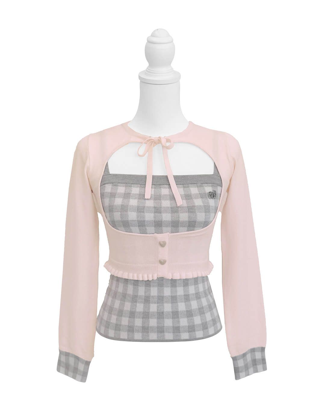 ギンガムアンサンブルトップス ピンク | ファッション通販＆メディア