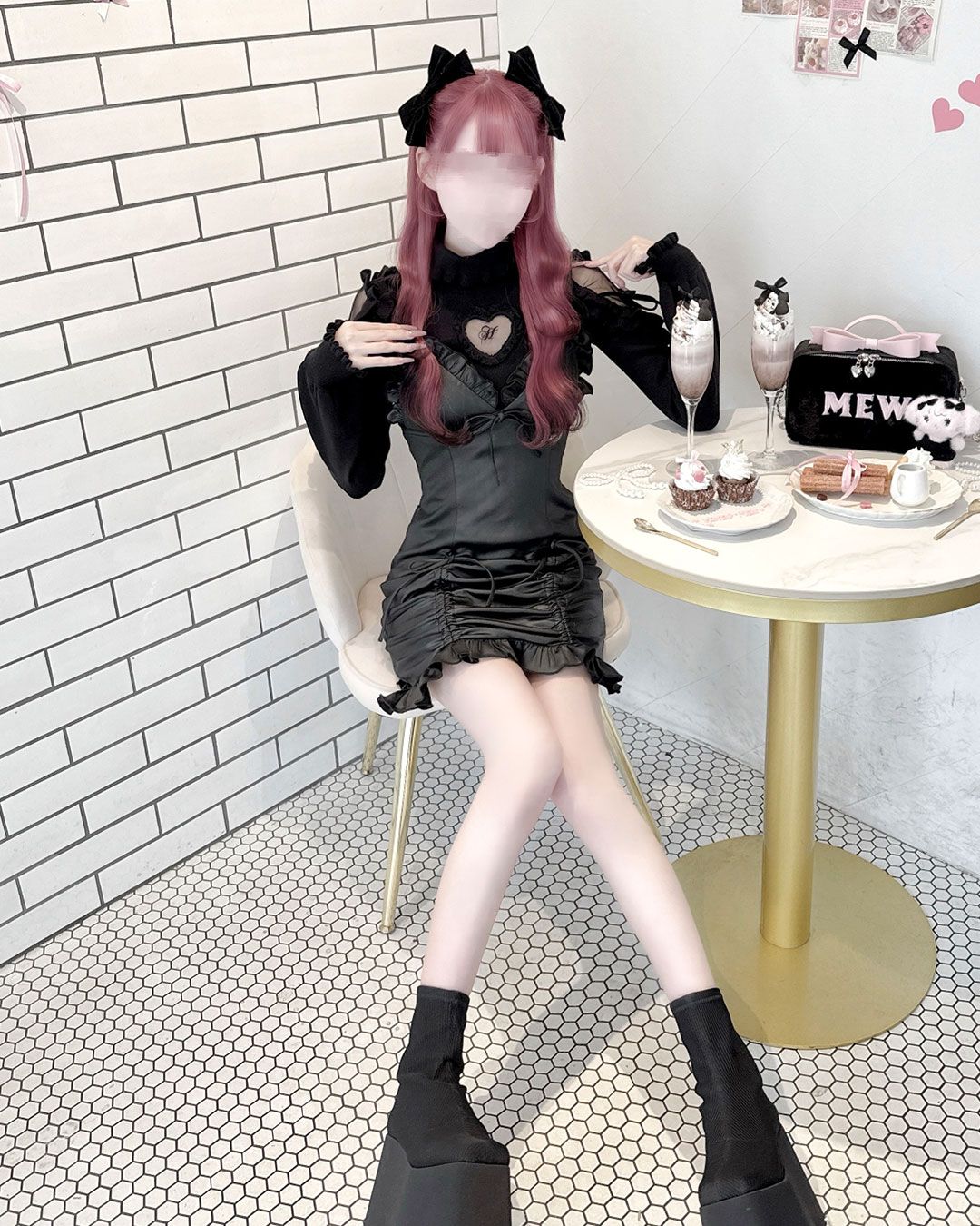 フリルギャザーレザー風キャミワンピ ブラック | ファッション通販