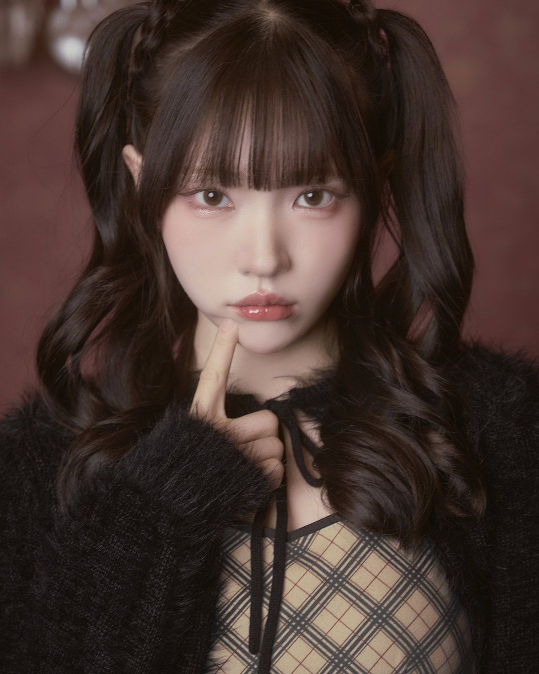 オリジナルチェック柄アンサンブルミニワンピース ベージュ