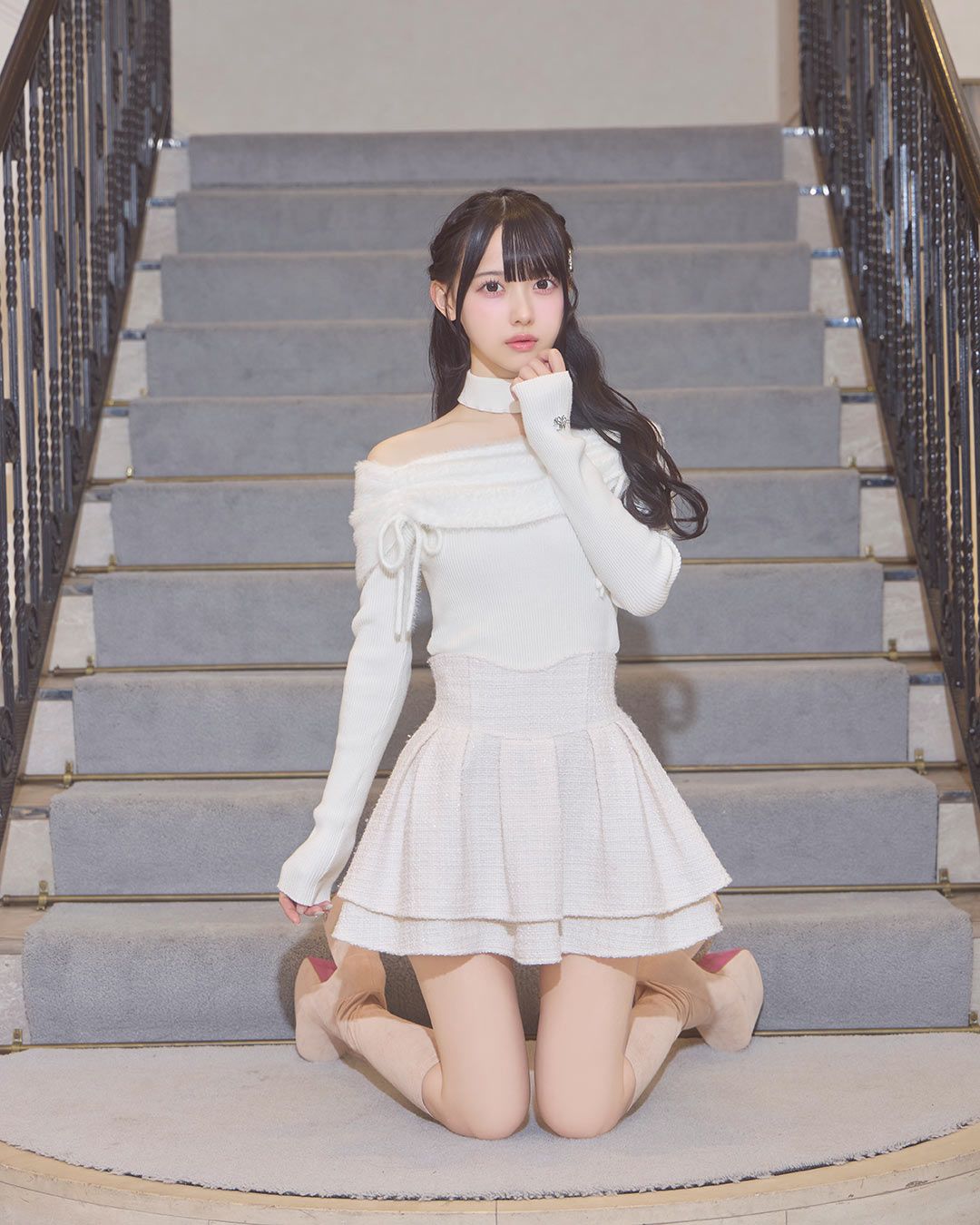 ファンシーツイード美脚スカート ブラック | ファッション通販