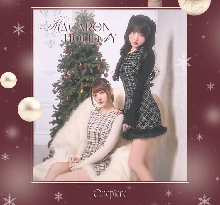 SJJ0363Cツイードチェックドッキングワンピース