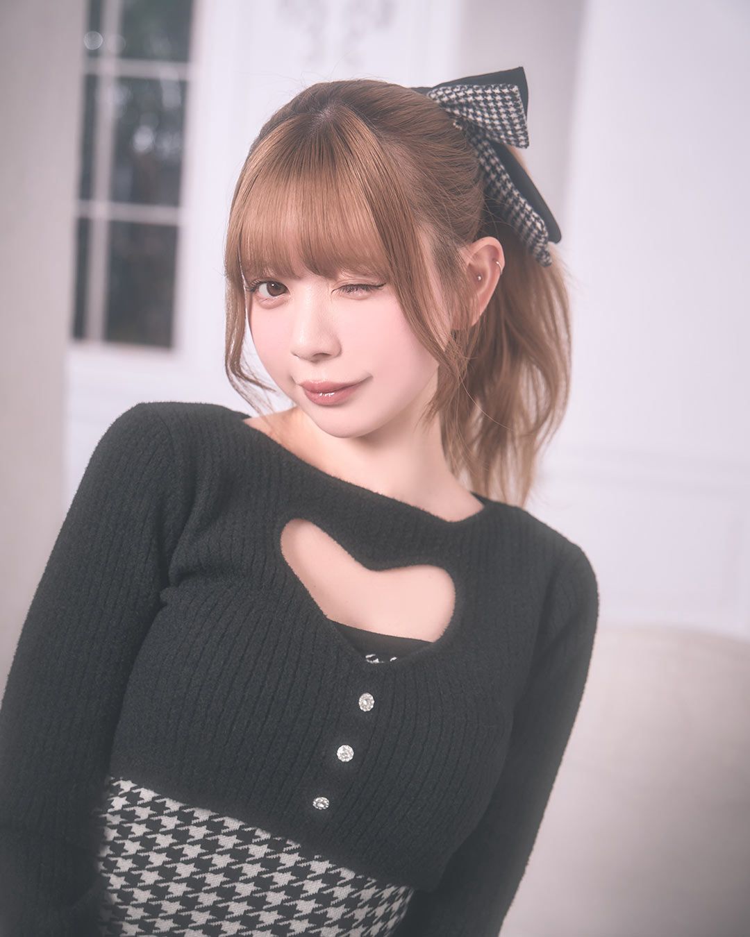 ハートカットニットワンピース ブラック | ファッション通販＆メディア