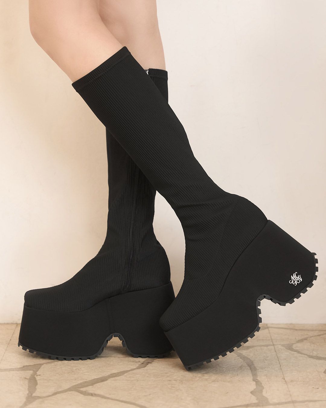 12cm盛れるロングブーツ　ミシェルマカロン 12cm盛れるロングブーツ ブラック | ファッション通販＆メディア