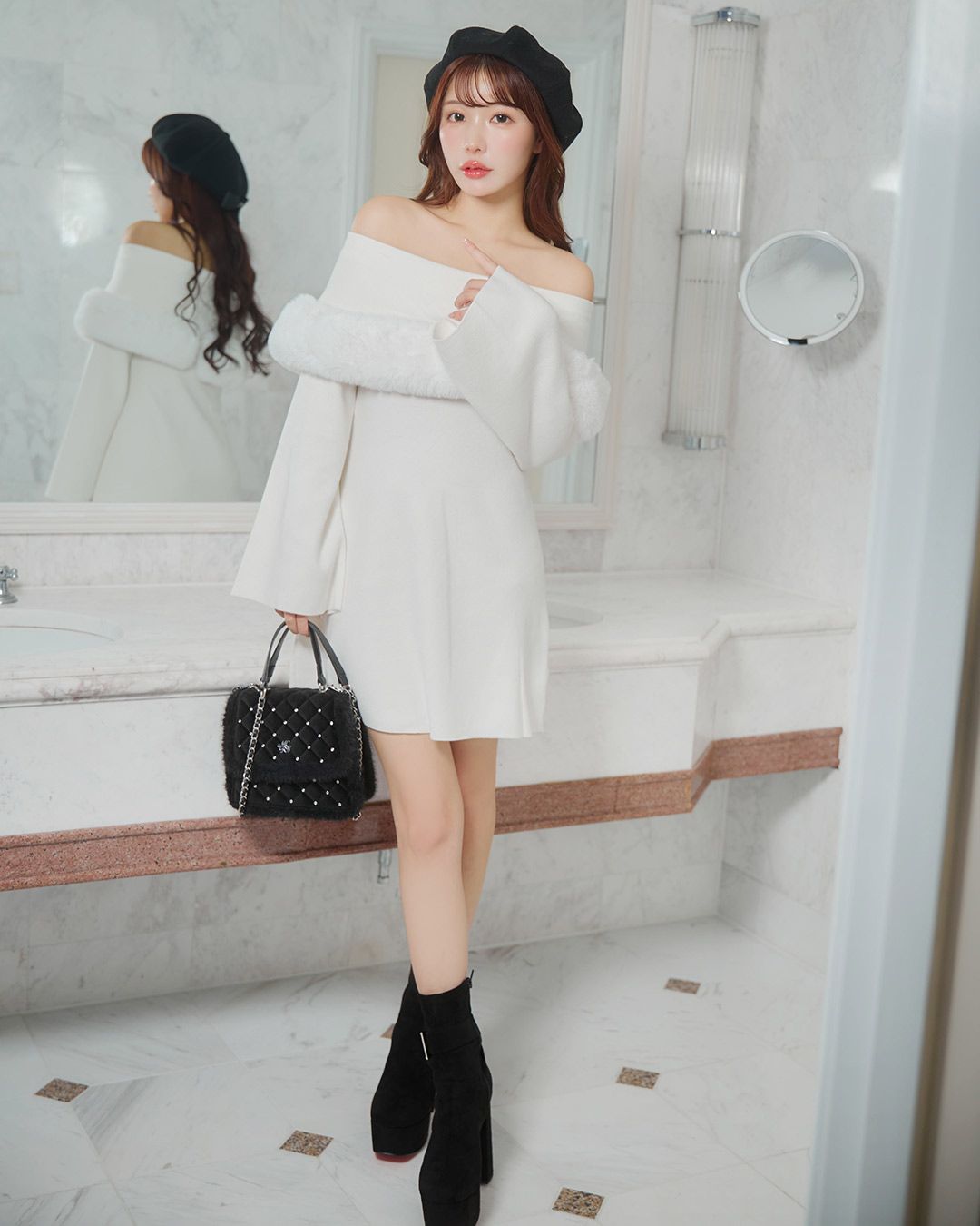 ファーケープワンピース ブラック | ファッション通販＆メディア