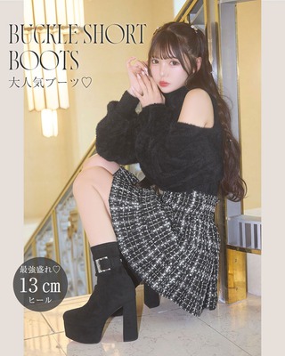 ミシェルマカロン バックルショートブーツ SEV0060 バックルショートブーツ ブラック | ファッション通販＆メディア