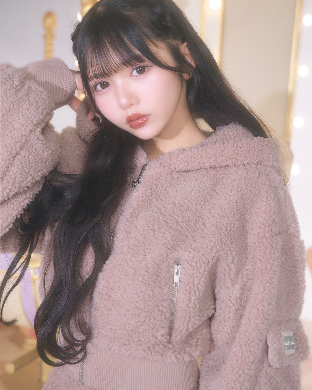 ボアフーディセットアップ くすみピンク | ファッション通販＆メディア