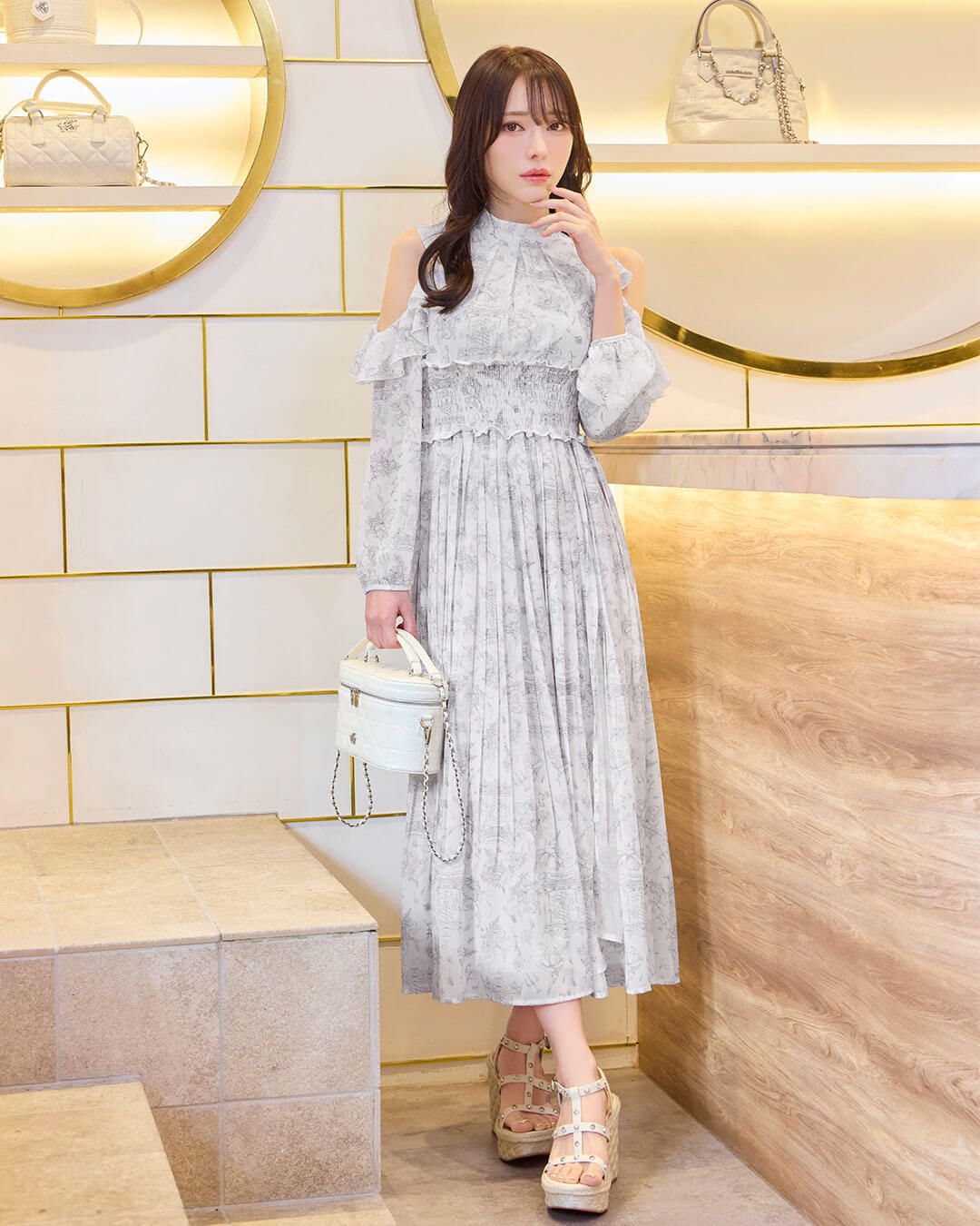 ロイヤルフルールロングワンピース グレー | ファッション通販