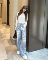 Ponpoko様　　新品タグ付き SOLNI ソルニ　プリントワイドデニム M プリントワイドデニム ライトブルー | ファッション通販＆メディア