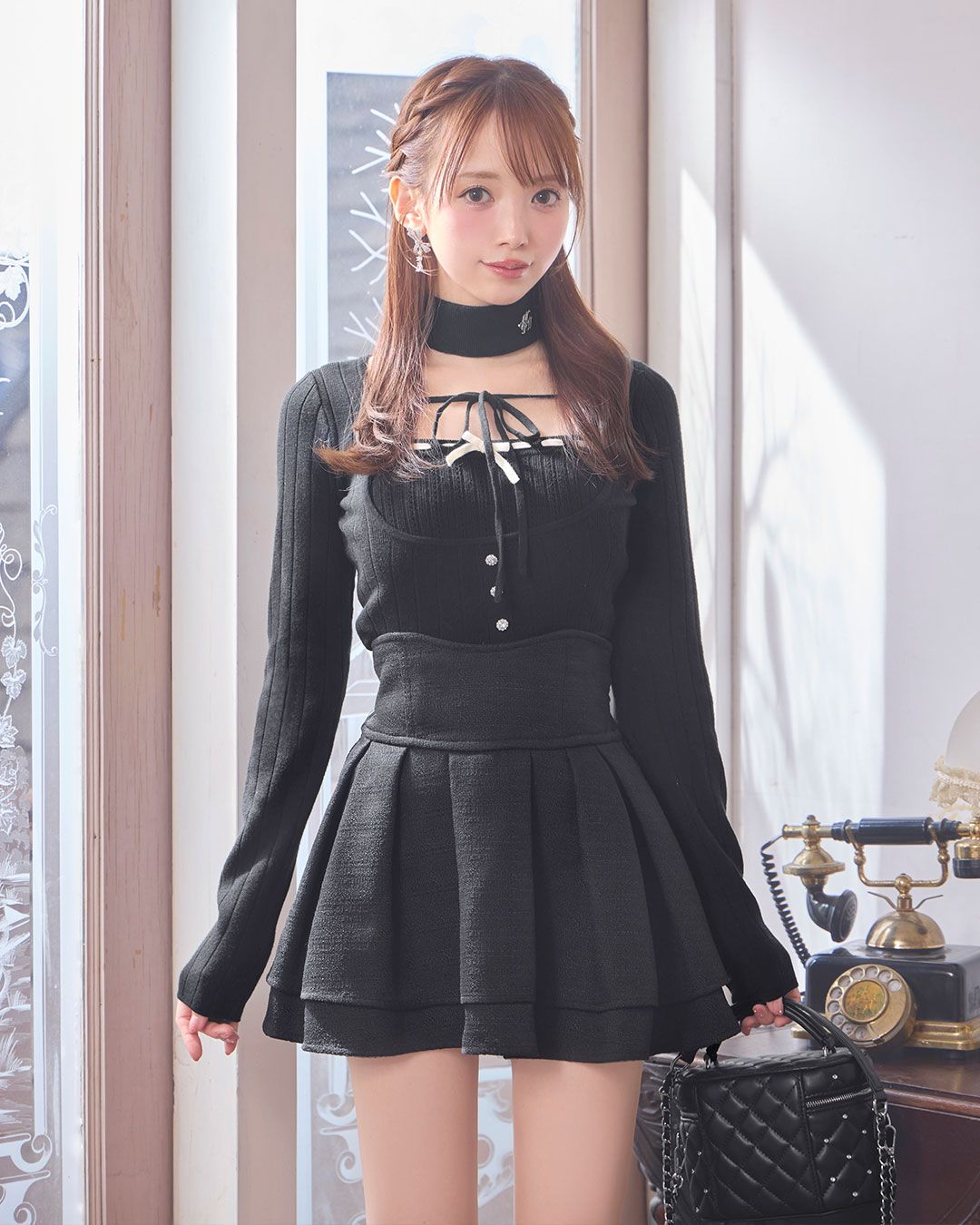 美脚エレガントツイードスカート ブラック | ファッション通販