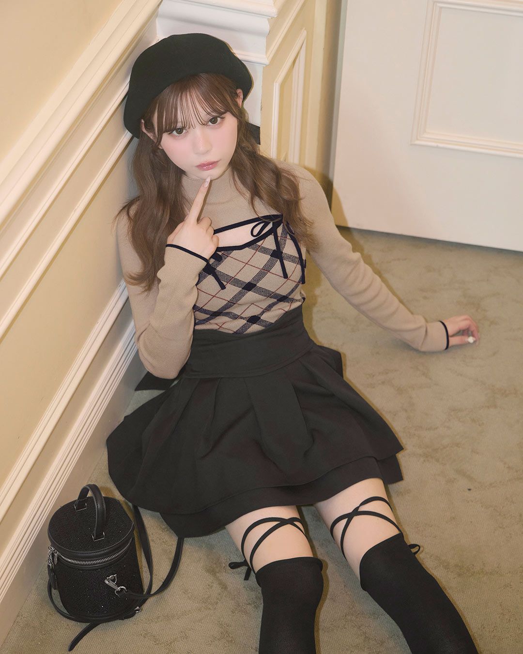 美脚リボンスカート（インナーパンツ付き） ブラック | ファッション