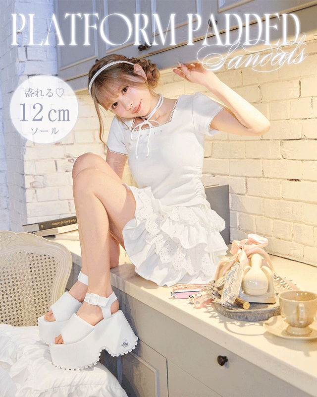 12cm厚底パテッドサンダル ブラック | ファッション通販＆メディア