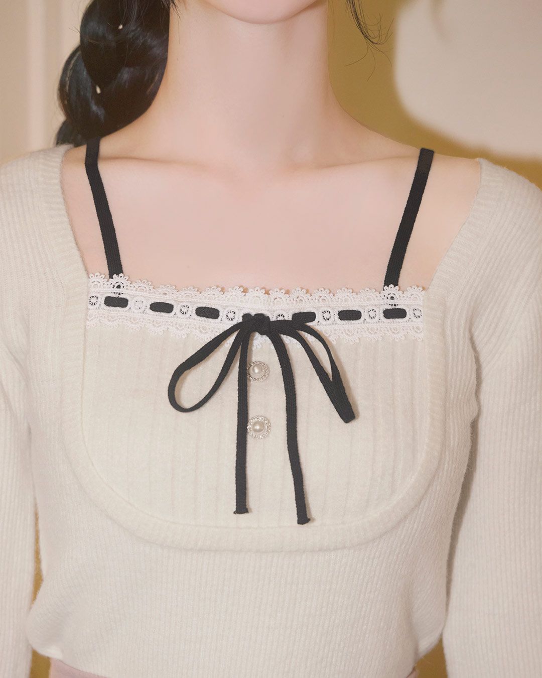 リボンリブニットトップス ホワイト | ファッション通販＆メディア