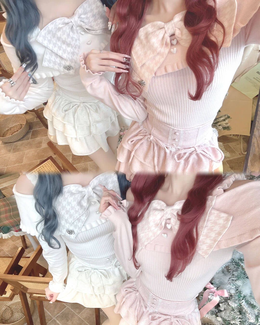 ハニーミュウ ビッグリボンオフショルニットトップス ホワイト XS ビッグリボンオフショルニットトップス ホワイト | ファッション通販